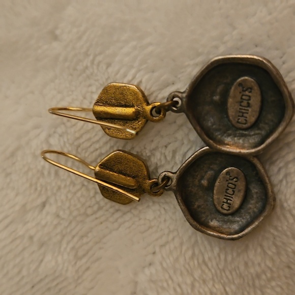 CHICO'S Gold and Blue Drop Dangle Hook Earrings - Picture 5 of 5